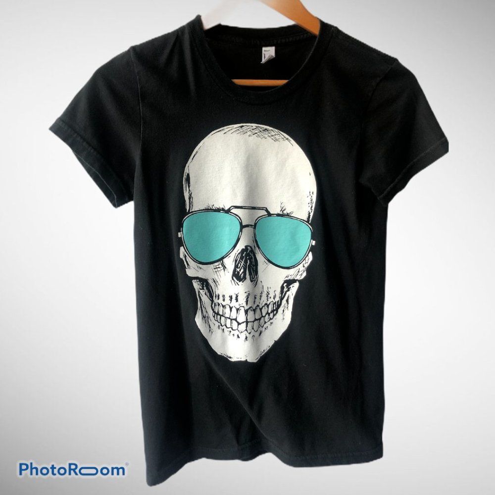 Alpha Episilon Phi AEPhi SKULL American Apparel Black TShirt M 0151
